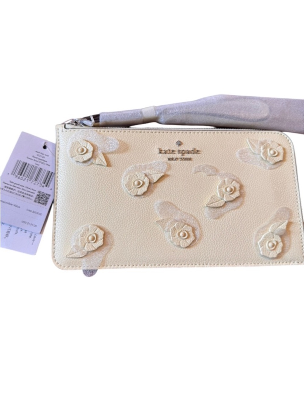 kate spade lemon Floral Appliqué Wristlet